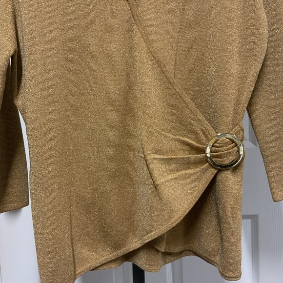 Joseph A. Gold Metallic Wrap-Style Top - Picture 4 of 8